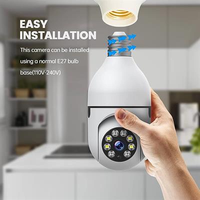 Wifi security PTZ camera 2MP 1080P HD IP wifi bulb camera v380 pro app 360 rotation Day and night full colour HD camera