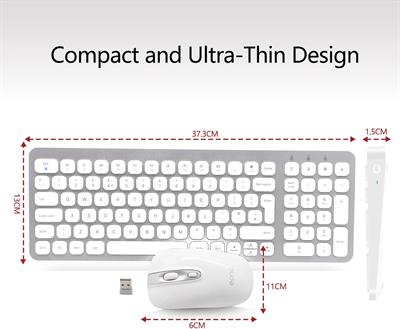 EONO Wireless Keyboard and Mouse Set Ultra Slim Cordless Mouse and Keyboard Combo, Quiet Keys, Adjustable DPI, Ergonomic QWERTY UK Layout Keyboard and Mouse for Windows Computer Laptop