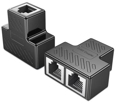 RJ45 Ethernet Splitter, 1 to 2 Ethernet Cable Extender Connect Network LAN Internet Cat5, Cat5e, Cat6, Cat7(Support Two Computers Online at The Same Time) 1 pcs