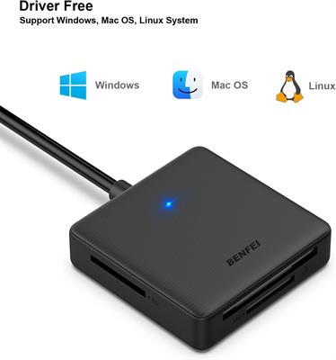 BENFEI 4in1 USB USB-C to SD Micro SD MS CF Card Reader Adapter