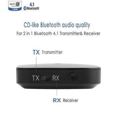 Square : Bluetooth 4.1 Transmitter and Receiver, Rockrok 3.5mm Wireless Audio Adapter/Kit for Headphone Speakers TV PC MP3/MP4 Car Stereos System-APTX Low Latency