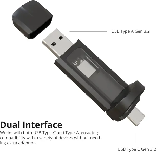 Timetec 512GB Pro Portable USB 3.2 Gen 2 Type-C / Type-A SSD Read Speed 1000MB/s Solid State Drive Stick for iPhone 15/Android/Tablet/Windows/Mac