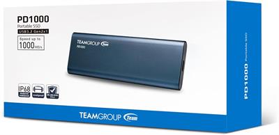 TEAMGROUP PD1000 512GB Aluminum Portable External Solid State Drive SSD, Read up to 1000MB/s, USB-C, USB A 3.2 Gen 2, Waterproof, Dustproof (IP68), Shockproof, Pressure Resistant