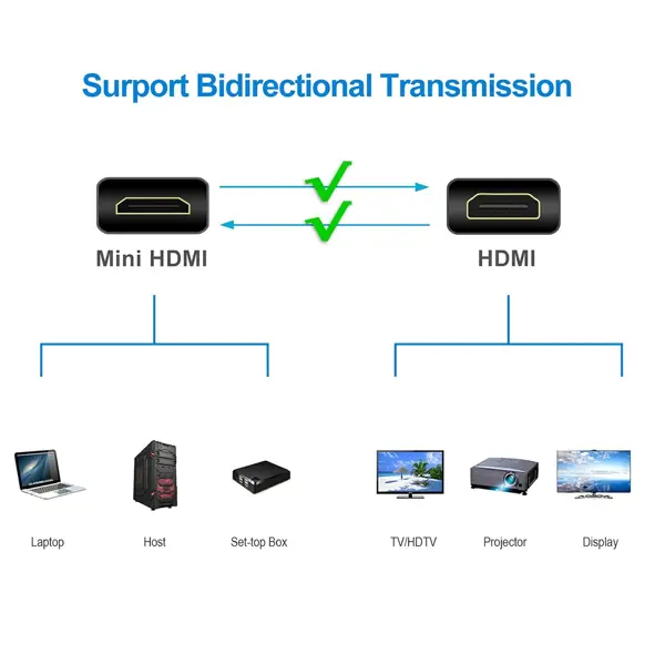 Rankie Mini HDMI to HDMI Cable, High Speed Supports Ethernet 3D and Audio Return (6 Feet)