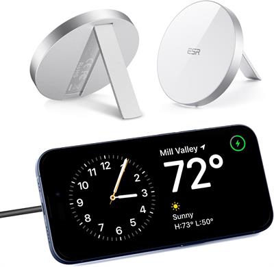 ESR HaloLock Kickstand Wireless Charger, MagSafe-Compatible Charger for iPhone 15/14/14 Plus/14 Pro/14 Pro Max and iPhone 13/12 Series, with 5 ft (1.5 m) Removable Cable, Adapter Not Included