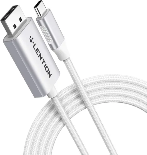 LENTION 6FT USB C to DisplayPort Cable Adapter (4K@60Hz,2K@165Hz) for Mac,Windows,Linux OS,Compatible 2023-2016 MacBook,New iPad/Surface/Mac Air,Dell,XPS,etc(CU708-2M,Sliver)