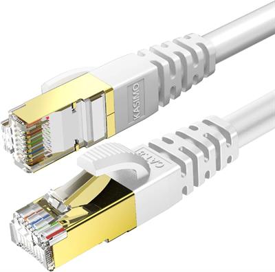 KASIMO CAT 8 Ethernet Cable 10M Round Network Internet Ethernet LAN Cable,High Speed 40Gbps 2000Mhz SFTP LAN Wires Internet Patch Cable with RJ45 Gold Plated Connector for Switch/Router/