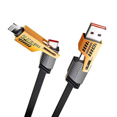 USB C Cable [PD 65W 4 in 1 Fast Charging Cable] Flat Nylon Braided USB C to USB C Charger Cord with Data Transfer, Universal Charging Combo Type C/USB A/L Port, for iPhone/iPad/MacBook/Samsung,1 Meter