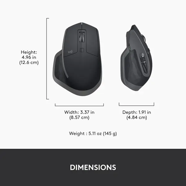 Logitech MX Master 2S Bluetooth Edition Wireless Mouse, Multi-Surface, Hyper-Fast Scrolling, Ergonomic, Rechargeable, Connects Up to 3 Mac/PC Computers - Graphite (Used)