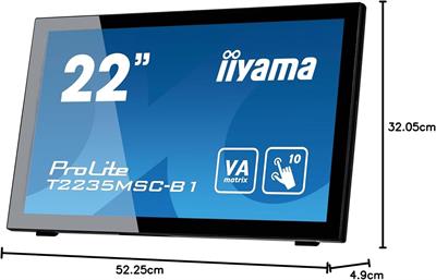iiyama Prolite T2235MSC-B1 54,6cm VA LED-Monitor Full-HD 10 Punkt Multitouch kapazitiv (VGA, DVI, DisplayPort) schwarz 22" (Used)