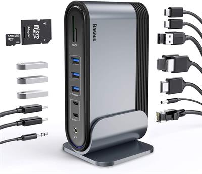 Baseus 17-in-1 USB C Docking Station to Cast on 3 Monitors with 100W PD USB-C Port