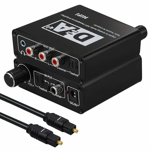Microware Digital to Analog Audio HiFi Headphone Amplifier, Toslink & Coaxial Mutual Convert，with Volume Control