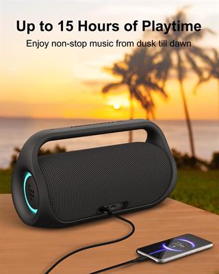 Tronsmart Bang Mini Portable Bluetooth Speaker with 50W Wireless Stereo Sound, IPX6 Waterproof Loud Speaker for Home/Outdoor/Party, Bluetooth 5.3, Beat-Driven Light Show, Support NFC, Micro SD, AUX