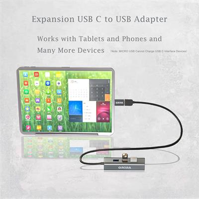 RORA USB hub, Aluminum Alloy Data USB 3.0 hub 4-Port with 2.5 ft Extension Cable and USB Adapter