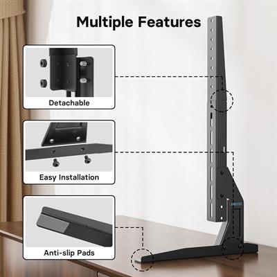 BONTEC Universal Table Top TV Stand Pedestal for 22-65 inch LCD/LED/OLED/Plasma TVs, Replacement TV Stand Legs for Screen Monitor Riser, Securely Holds 50KG & Max.VESA 800x400mm