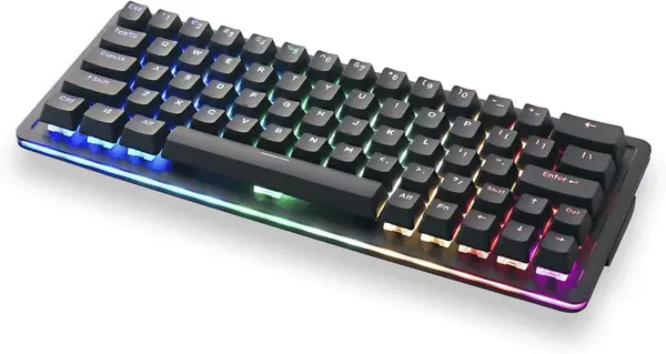 Mountain Everest 60 Compact RGB Mechanical Keyboard, 64-Key Layout, Aluminum Frame, Hot-Swappable, NKRO, PBT Double-Shot Keycaps, USB-C – Midnight Black/Gateron Milky Yellow Switch / Blue Switch (Everest 60 Numpad Bundled)