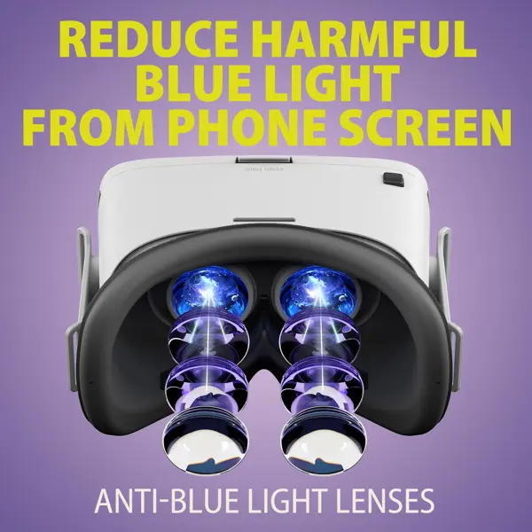 DESTEK V5 VR Headset for Phone with Controller, Anti-Blue Eyes Protected HD Lenses, 110° FOV Virtual Reality Headsets VR Goggles for iPhone 17/16/15/14/13/12/11, Samsung, Android - White