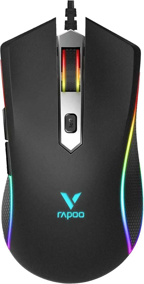 RAPOO VPRO V280 USB WIRED OPTICAL GAMING MOUSE RGB MULTI COLOR LED WITH ADJUSTABLE UPTO 7000 DPI - BLACK