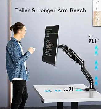 HUANUO 49-Inch Heavy Duty Monitor Arm for Ultrawide/Curved Screens, Full Motion Adjustable Monitor 