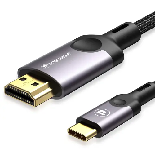 POSUGEAR USB C to HDMI Cable 2M 4K@60Hz, Type C Thunderbolt 3 to HDMI Cable Compatible with TV, Smartphones, Laptops, MacBook Pro/Air, iPad Pro, Surface Pro, Dell XPS, Samsung Galaxy, Huawei, etc(2M)