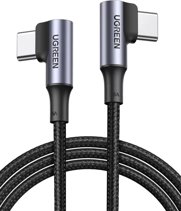 UGREEN USB C to USB C Cable Right Angle 100W Fast Charge 90 Degree Type C Power Data Lead Compatible with MacBook Pro/Air, iPad Pro 2025, iPhone Air/17/16, Galaxy S25/S24 Ultra, Pixel 9 (3M)