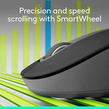 Logitech M650 Left Handed Wireless Mouse Signature  L Full Size Battery, Silent Clicks, Customizable Buttons, Bluetooth, PC/Mac/Chromebook - Graphite, Large (USED)