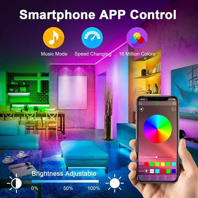 VOYOMO LED Strip Lights with Remote 10m Bluetooth Colour Changing LED Strip Lights, Music Sync, APP Control, RGB 5050 LED Lights Strip for Bedroom Home Kitchen Indoor Decorations (2X5m)