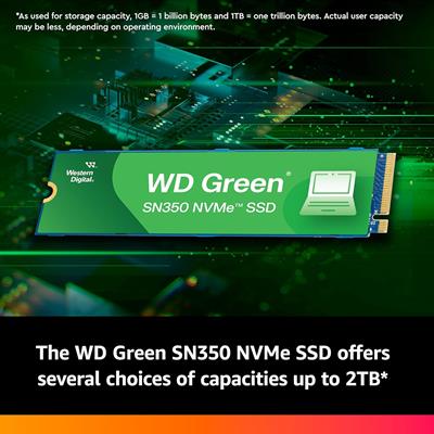 Western Digital 1TB WD Green SN350 NVMe Internal SSD Solid State Drive - Gen3 PCIe, QLC, M.2 2280, Up to 3,200 MB/s