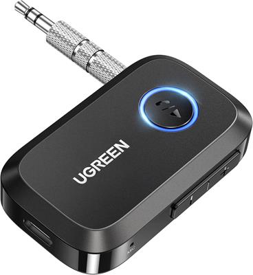 UGREEN 5.3 Aux Bluetooth Adapter for Car, [Greater Connection] Bluetooth Aux Adapter for Car, Bluetooth aux for Wireless Audio Receiver for Home Stereo/Wired Speaker, 15H Battery Life