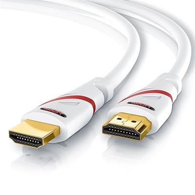 CSL - 8k / 4k HDMI Cable 2.1/2.0 2m - 8K @ 60Hz - 4K @ 120Hz - 48 Gbit/s - 3D - Ultra High Speed with Ethernet - TV Blu-ray PS5 Xbox Series X Switch - white - 3 metres