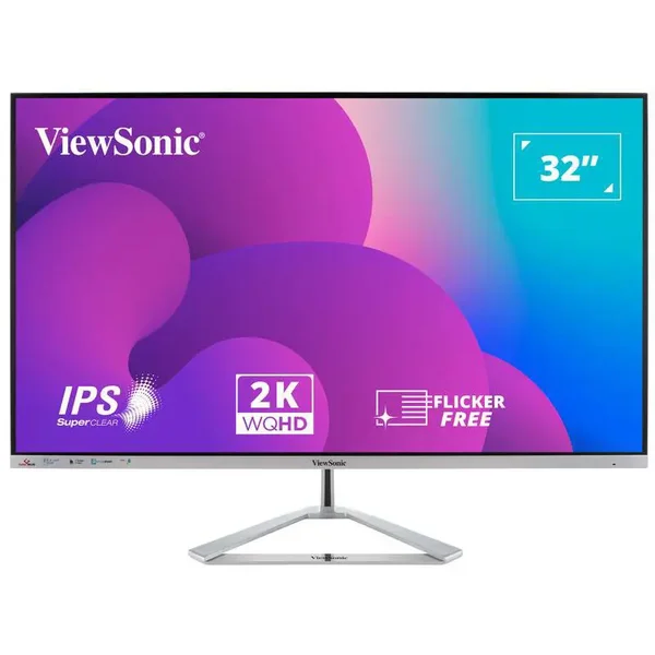 ViewSonic VX3276-2K-MHD-2 Entertainment Monitor 32 Inch IPS QHD HDR10 Silver