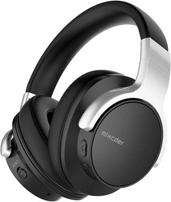 Mixcder E7 Active Noise Cancelling Headphones Bluetooth 5.0 Wireless Over Ear Headset with Hi-Fi Deep Bass, 30 Hours Playtime, Quick Charge, CVC8.0 Mic for PC/Cell Phones/TV - Black