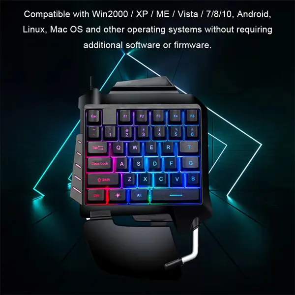 Mini One-Hand Mechanical Keyboard Gaming Keyboard 35 Keys Colorful Backlit Game Keyboard G92 Black