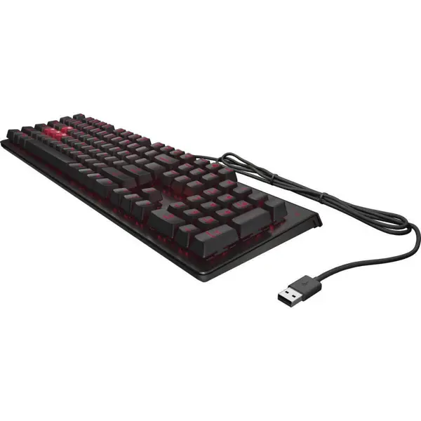 HP Omen Encoder Mechanical Gaming Wired Keyboard, Full-Size, Cherry MX Red Switches, Anti-Ghosting with N-key Rollover, Red LED Keylighting, 180cm Braided Cable, English Layout, Black (USED)