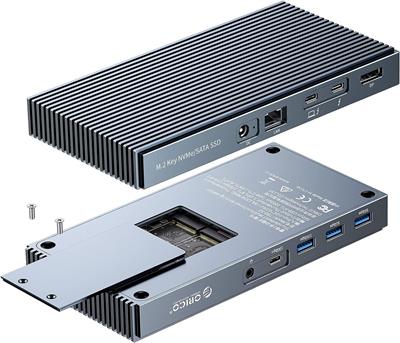 ORICO Thunderbolt 3 Dock 9-in-1 Dual M.2 NVMe/NGFF Enclosure, ORICO USB C Docking Station 40Gbps, 8K@60Hz Display or 4K@60Hz Dual Display, 60W Charging Power for Laptop, 15W for Smartphone