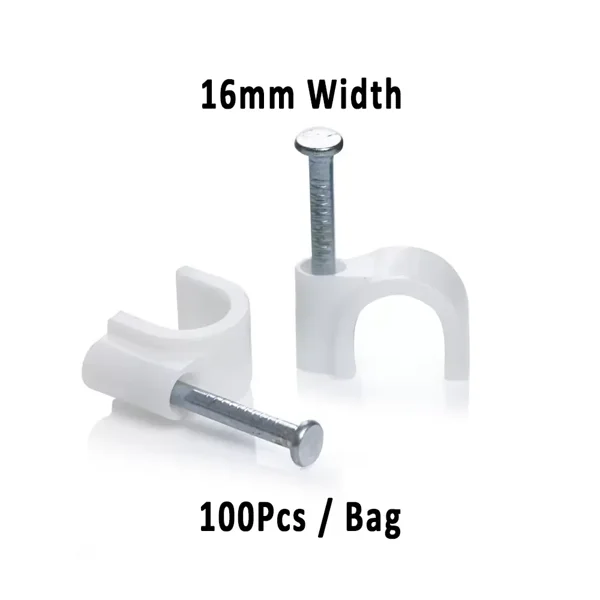 KSS - 6mm Width Wire Clip with Steel Nail, White, Cable organizer for Tables, Walls, Ceiling, Telephone, Boards Etc. – Pack of 100
