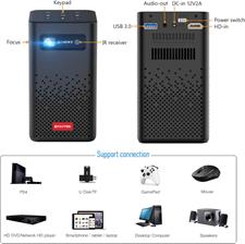 BYINTEK P20 Mini DLP Projector HD LED Wi-Fi Film Battery Operated Portable Projector Supports Full HD 1080P 4K Android 9.0 OS Wireless Display for Smartphone Tablet & PC