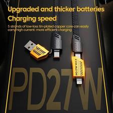 USB C Cable [PD 65W 4 in 1 Fast Charging Cable] Flat Nylon Braided USB C to USB C Charger Cord with Data Transfer, Universal Charging Combo Type C/USB A/L Port, for iPhone/iPad/MacBook/Samsung,1 Meter