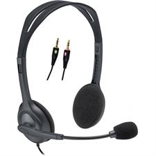 Logitech H110 Wired Headset, Stereo Headphones with Noise-Cancelling Microphone, 3.5-mm Dual Audio Jack, PC/Mac/Laptop - Black