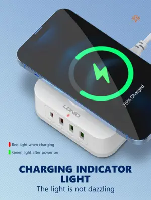32W Desktop 5 In 1 Wireless Charging Station + QC3.0/ PD 30W CHARGER EU PLUG | LDNIO AW004