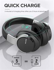 Mixcder E7 Active Noise Cancelling Headphones Bluetooth 5.0 Wireless Over Ear Headset with Hi-Fi Deep Bass, 30 Hours Playtime, Quick Charge, CVC8.0 Mic for PC/Cell Phones/TV - Black