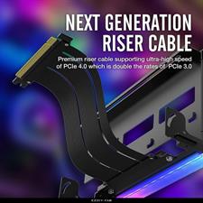 EZDIY-FAB PCIe 4.0 GPU Holder with ARGB LED Module, Multi-Angle Adjustment, All White Riser Cables, Compatible with RTX4090, 4080, 4070ti - Black