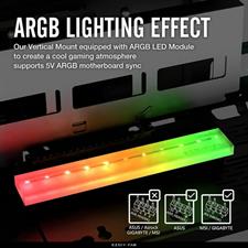 EZDIY-FAB PCIe 4.0 GPU Holder with ARGB LED Module, Multi-Angle Adjustment, All White Riser Cables, Compatible with RTX4090, 4080, 4070ti - Black