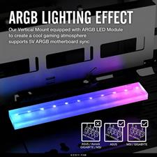 EZDIY-FAB PCIe 4.0 GPU Holder with ARGB LED Module, Multi-Angle Adjustment, All White Riser Cables, Compatible with RTX4090, 4080, 4070ti - Black