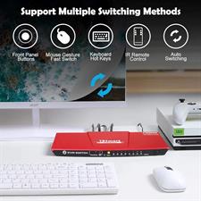TESmart HDMI 4K Ultra HD 4x1 HDMI KVM Switch 3840x2160@60Hz 4:4:4 with 2 Pcs 5ft KVM Cables Supports USB 2.0 Device Control up to 4 Computers/Servers/DVR