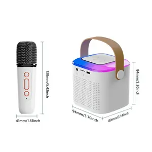 Mini Bluetooth Speaker, Wireless Karaoke Mic, 8Hrs Playtime, Vivid RGB Lights, Voice Effects, Multi-Play Modes BT5.1/TF Card & Type-C Charging (White)
