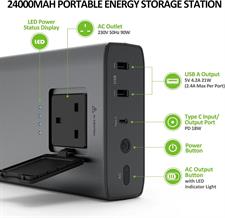 Omars 24000mAh AC Outlet Portable Laptop Power Bank, 90W High Capacity Power Bank, 18W USB-C PD In/Output, USB-A Output, Fast Charging Battery Pack for MacBook Outdoor Camping Travel Emergency