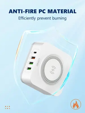 32W Desktop 5 In 1 Wireless Charging Station + QC3.0/ PD 30W CHARGER EU PLUG | LDNIO AW004