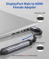 JSAUX 4K DisplayPort to HDMI Adapter, [Nylon Braided, Aluminum Shell] (2K 60Hz, 1080p 120Hz) DP to HDMI Converter Male to Female Compatible with HP, ThinkPad, AMD, NVIDIA, Desktop, and More-Grey