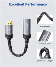 JSAUX 4K DisplayPort to HDMI Adapter, [Nylon Braided, Aluminum Shell] (2K 60Hz, 1080p 120Hz) DP to HDMI Converter Male to Female Compatible with HP, ThinkPad, AMD, NVIDIA, Desktop, and More-Grey